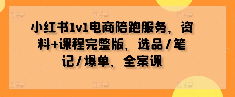 小红书1v1电商陪跑服务，资料+课程完整版，选品/笔记/爆单，全案课-云创网