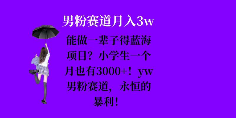 能做一辈子的蓝海项目？小学生一个月也有3000+，yw男粉赛道，永恒的暴利-点子口袋网