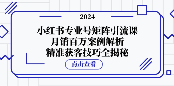 小红书专业号矩阵引流课，月销百万案例解析，精准获客技巧全揭秘-点子口袋网