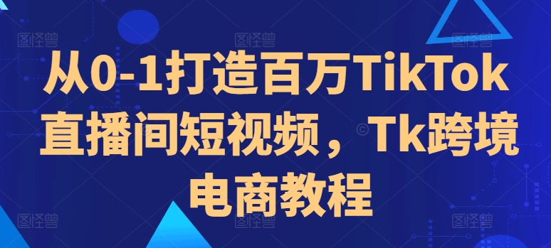 从0-1打造百万TikTok直播间短视频，Tk跨境电商教程-点子口袋网