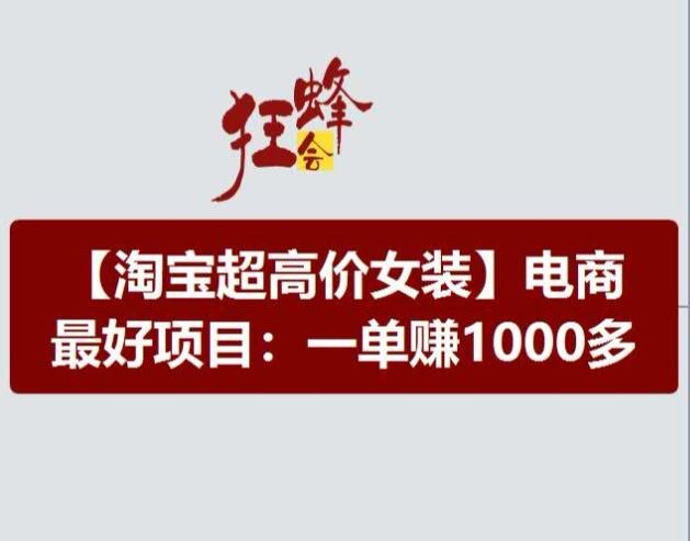 淘宝超高价女装项目，电商最好赛道，一单赚1000多-点子口袋网