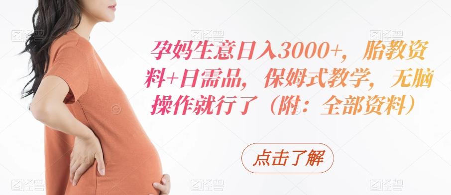 孕妈生意日入3000+，胎教资料+日需品，保姆式教学，无脑操作就行了（附：全部资料）-点子口袋网