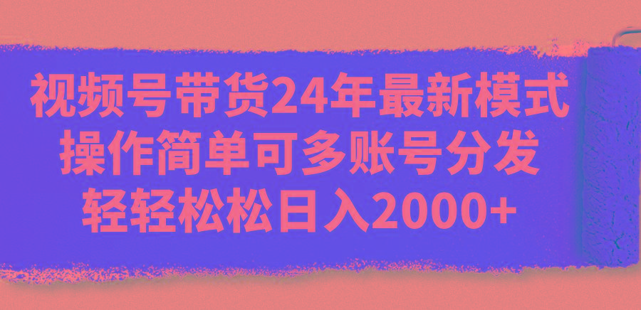 视频号带货24年最新模式，操作简单可多账号分发，轻轻松松日入2000+-点子口袋网