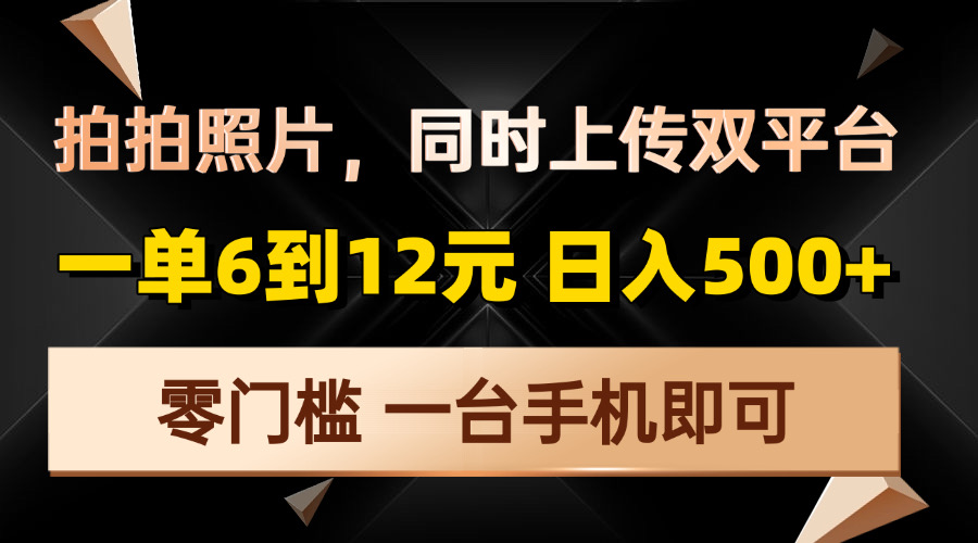 拍拍照片，同时上传双平台，一单6到12元，轻轻松松日入500+，零门槛，...-点子口袋网