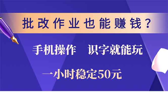 批改作业也能赚钱？0门槛手机项目，识字就能玩！一小时50元！-点子口袋网