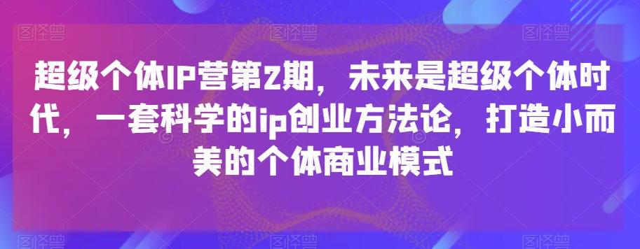 超级个体IP营第2期，未来是超级个体时代，一套科学的ip创业方法论，打造小而美的个体商业模式-点子口袋网