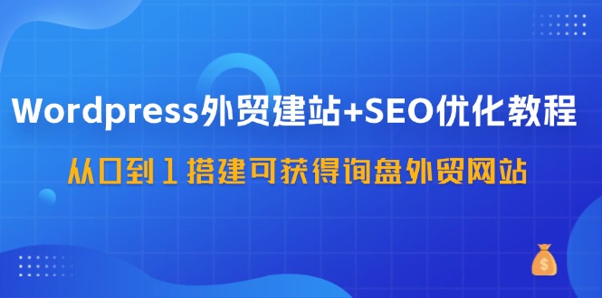 WordPress外贸建站+SEO优化教程，从0到1搭建可获得询盘外贸网站(57节课)-点子口袋网