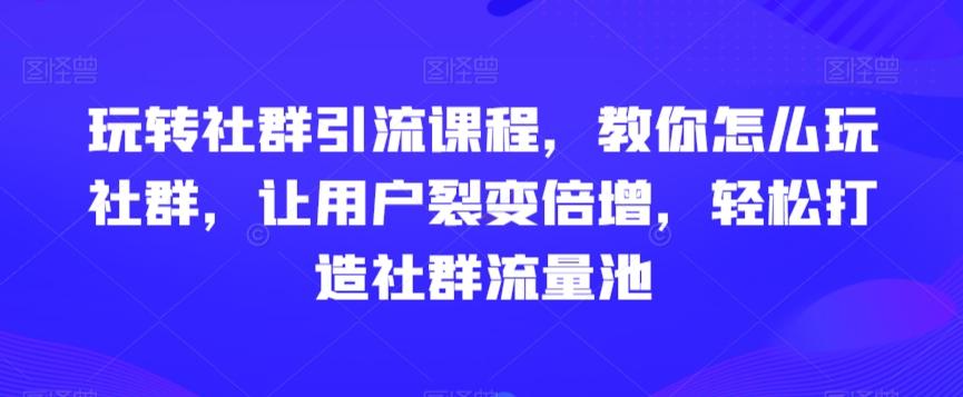 玩转社群引流课程，教你怎么玩社群，让用户裂变倍增，轻松打造社群流量池-点子口袋网