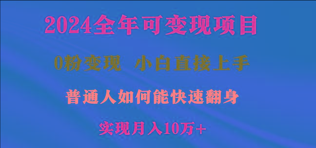 2024全年可变现项目，一天收益至少2000+，小白上手快，普通人就要利用互...-点子口袋网