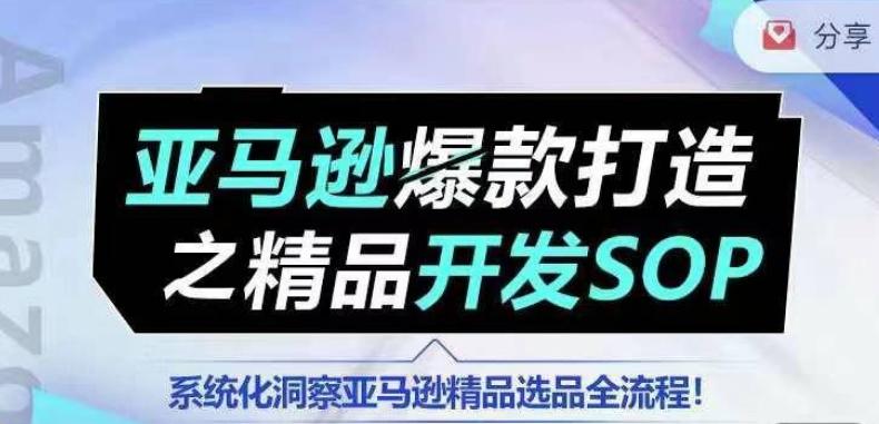 【训练营】亚马逊爆款打造之精品开发SOP，系统化洞察亚马逊精品选品全流程-点子口袋网