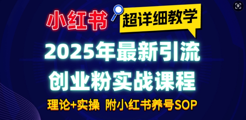 2025年最新小红书引流创业粉实战课程【超详细教学】小白轻松上手，月入1W+，附小红书养号SOP-点子口袋网