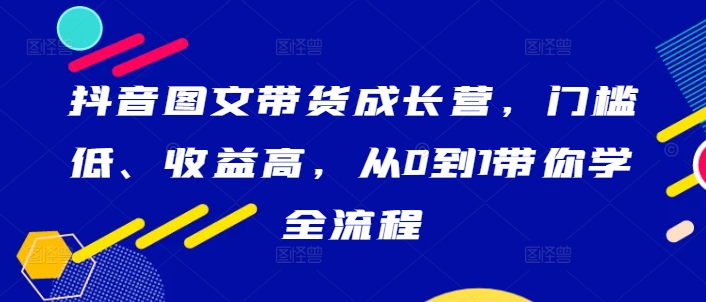 抖音图文带货成长营，门槛低、收益高，从0到1带你学全流程-点子口袋网