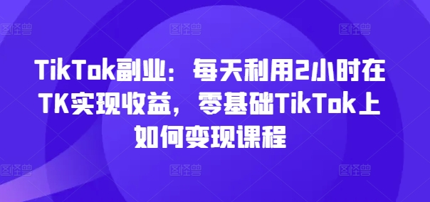 TikTok副业：每天利用2小时在TK实现收益，零基础TikTok上如何变现课程-点子口袋网