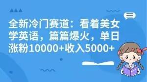 全新冷门赛道：看着美女学英语，篇篇爆火，单日涨粉10000+收入5000+-点子口袋网