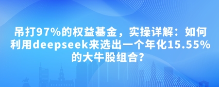 付费文章：吊打97%的权益基金，实操详解：如何利用deepseek来选出一个年化15.55%的大牛股组合?-点子口袋网