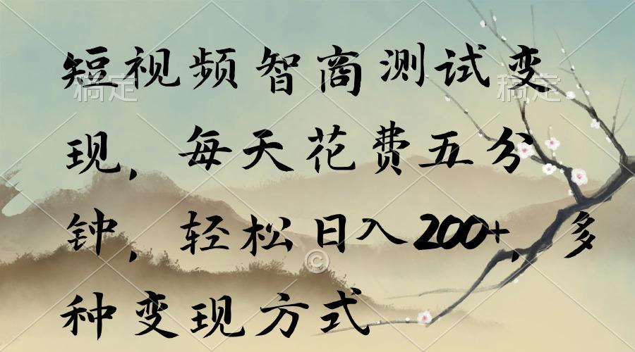 短视频智商测试变现，每天花费五分钟，轻松日入200+，多种变现方式-点子口袋网