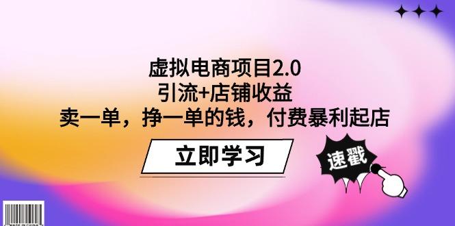 (9645期)虚拟电商项目2.0：引流+店铺收益  卖一单，挣一单的钱，付费暴利起店-点子口袋网