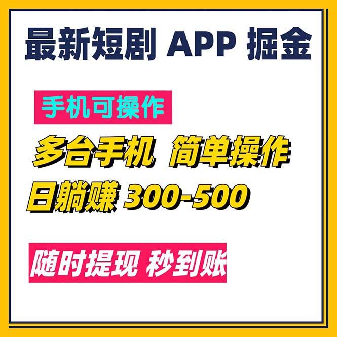 最新短剧app掘金/日躺赚300到500/随时提现/秒到账-点子口袋网