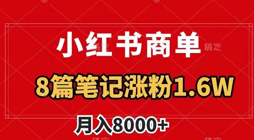 小红书商单最新玩法，8篇笔记涨粉1.6w，作品制作简单，月入8000+【揭秘】-点子口袋网