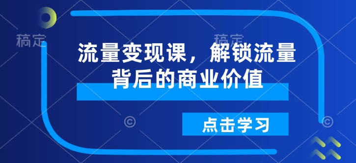 流量变现课，解锁流量背后的商业价值-点子口袋网