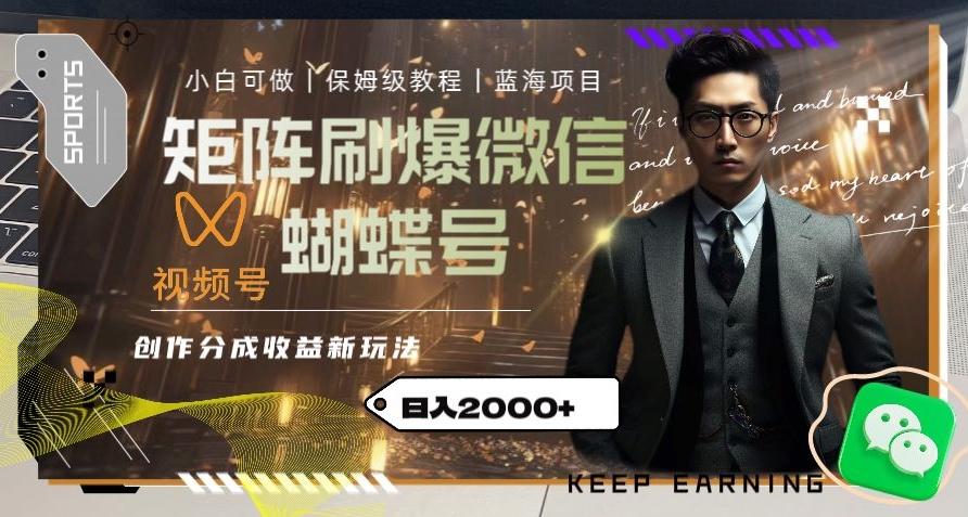 矩阵刷爆微信蝴蝶号创作者分成计划收益的新玩法，日入2000+【揭秘】-点子口袋网