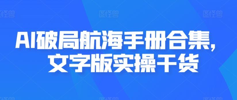 AI破局航海手册合集，文字版实操干货-点子口袋网