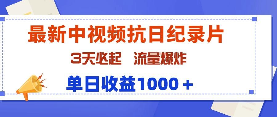 (9579期)最新中视频抗日纪录片，3天必起，流量爆炸，单日收益1000＋-点子口袋网