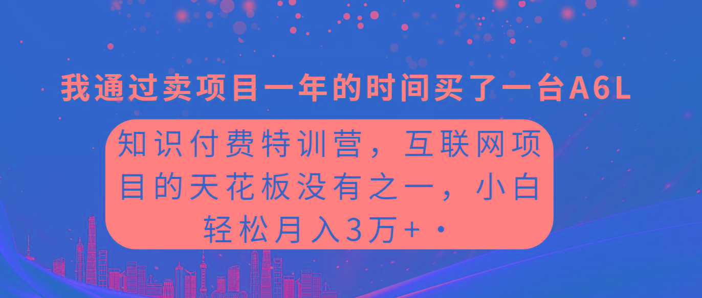(9819期)知识付费特训营，互联网项目的天花板，没有之一，小白轻轻松松月入三万+-点子口袋网