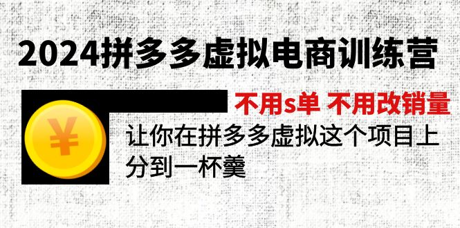2024拼多多虚拟电商训练营 不s单 不改销量  做虚拟项目分一杯羹(更新10节-云创网