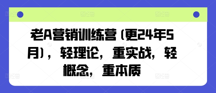 老A营销训练营(更24年11月)，轻理论，重实战，轻概念，重本质-点子口袋网