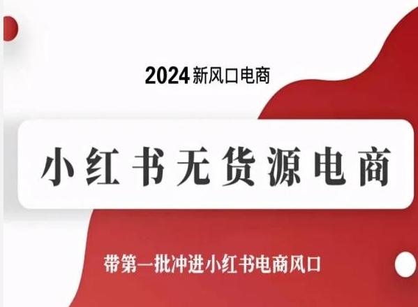 2024新风口电商，小红书无货源电商，带第一批冲进小红书电商风口-点子口袋网