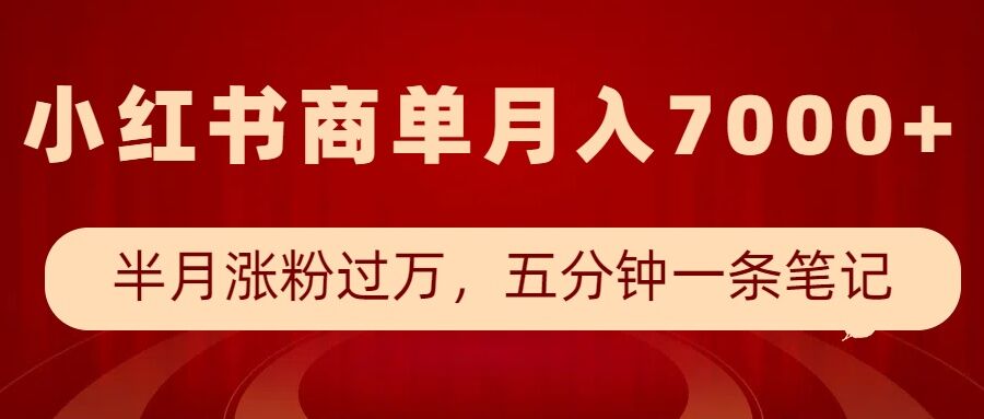 小红书商单最新玩法，半个月涨粉过万，五分钟一条笔记，月入7000+-点子口袋网