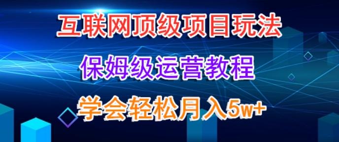 互联网顶级项目玩法，保姆级运营教程，学完轻松月入5万-点子口袋网