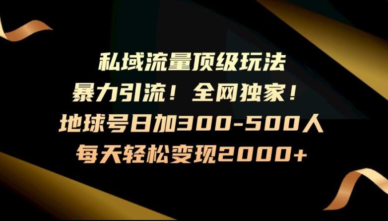 暴力引流，全网独家，地球号日加300-500人，私域流量顶级玩法，每天轻松变现2000+-点子口袋网