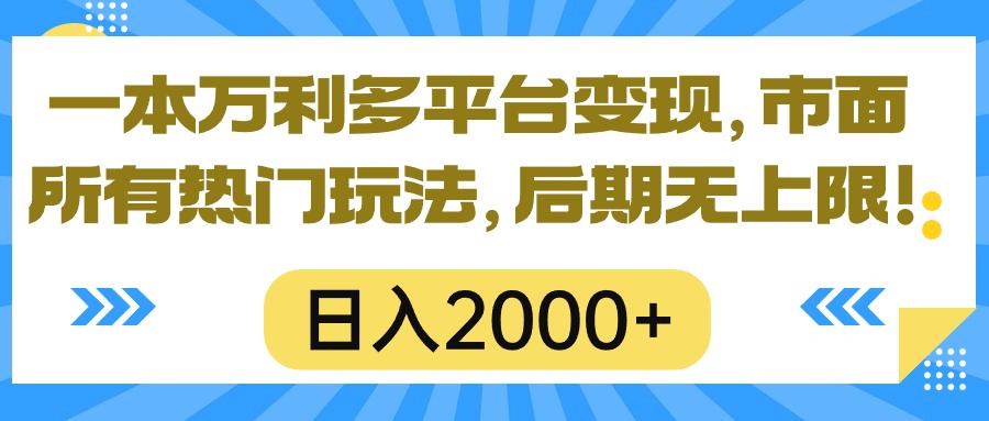 一本万利多平台变现，市面所有热门玩法，日入2000+，后期无上限！-点子口袋网