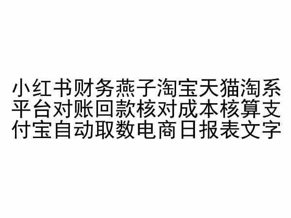小红书财务燕子淘宝天猫淘系平台对账回款核对成本核算支付宝自动取数电商日报表-点子口袋网