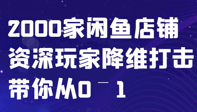 闲鱼已经饱和？纯扯淡！2000家闲鱼店铺资深玩家降维打击带你从0–1-点子口袋网