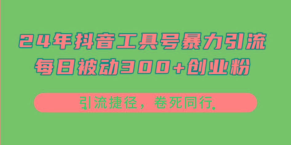 24年抖音工具号暴力引流，每日被动300+创业粉，创业粉捷径，卷死同行-点子口袋网
