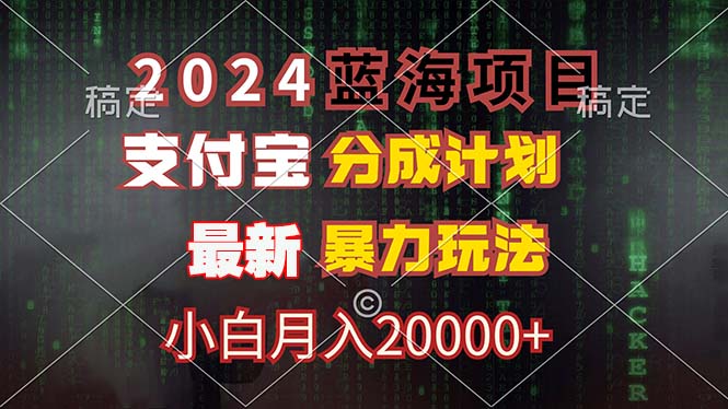 2024蓝海项目，支付宝分成计划，暴力玩法，刷爆播放量，小白月入20000+-点子口袋网