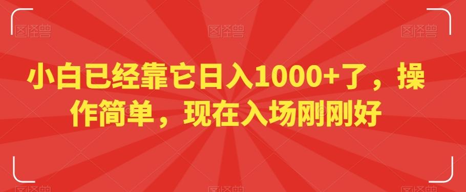 小白已经靠它日入1000+了，操作简单，现在入场刚刚好【揭秘】-点子口袋网