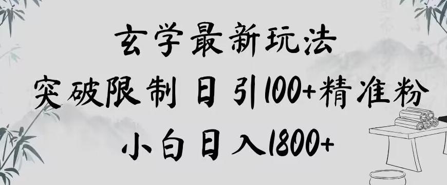 玄学新玩法，突破限制，日引100+精准粉，小白日入1800+【揭秘】-点子口袋网