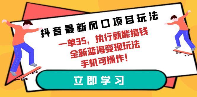 (9948期)抖音最新风口项目玩法，一单35，执行就能搞钱 全新蓝海变现玩法 手机可操作-点子口袋网