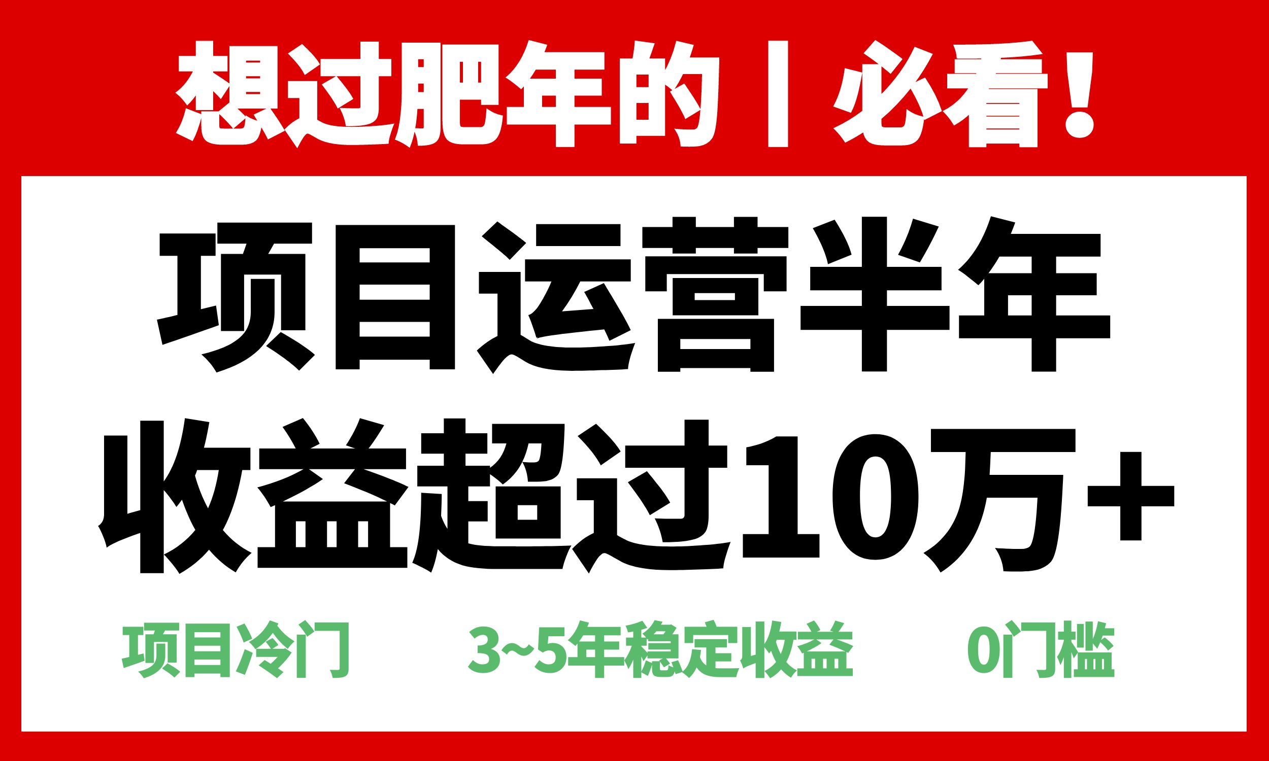 年前过肥年的必看的超冷门项目，半年收益超过10万+，-点子口袋网