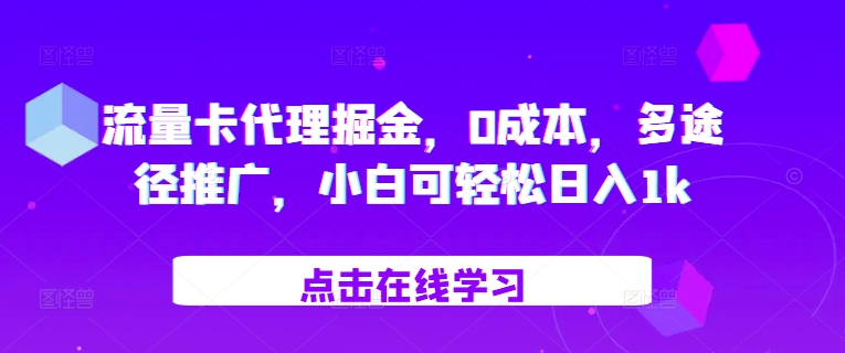 流量卡代理掘金，0成本，多途径推广，小白可轻松日入1k-点子口袋网