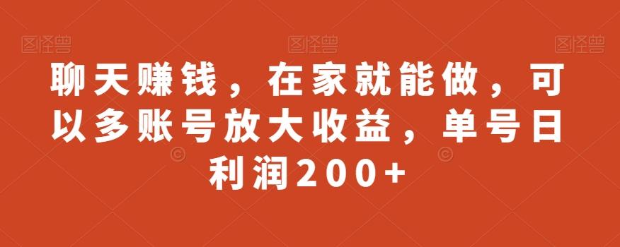 聊天赚钱，在家就能做，可以多账号放大收益，单号日利润200+-点子口袋网