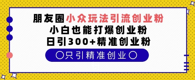 朋友圈小众玩法引流创业粉，小白也能打爆创业粉，日引300+精准创业粉【揭秘】-点子口袋网