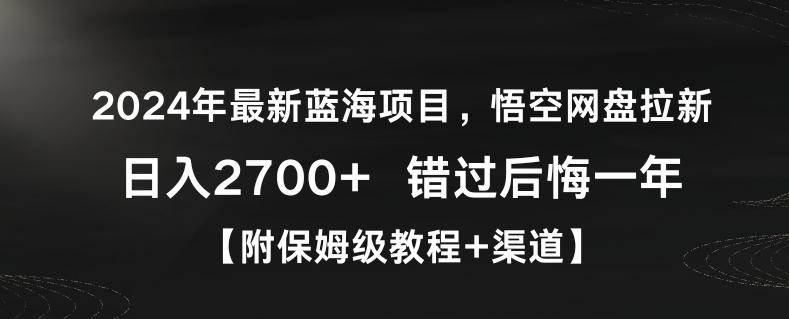 2024年最新蓝海项目，悟空网盘拉新，日入2700+错过后悔一年【附保姆级教程+渠道】【揭秘】-云创网