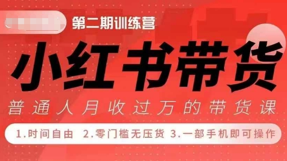 小Red书带货42天训练营 2.0版，宝妈+自由职+上班族+大学生，提高副业收入的大红利项目-点子口袋网