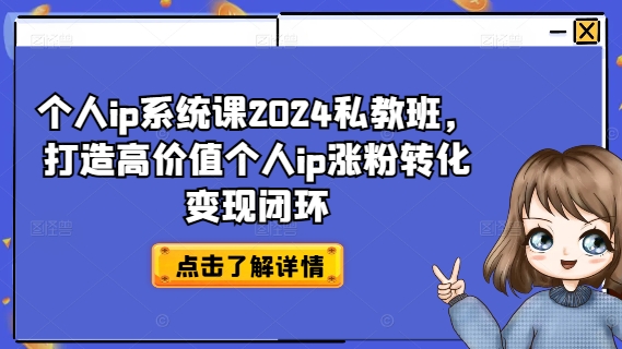 个人ip系统课2024私教班，打造高价值个人ip涨粉转化变现闭环-点子口袋网