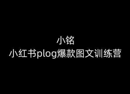 小铭-小红书plog爆款图文训练营，教你从0-1做小红书-点子口袋网